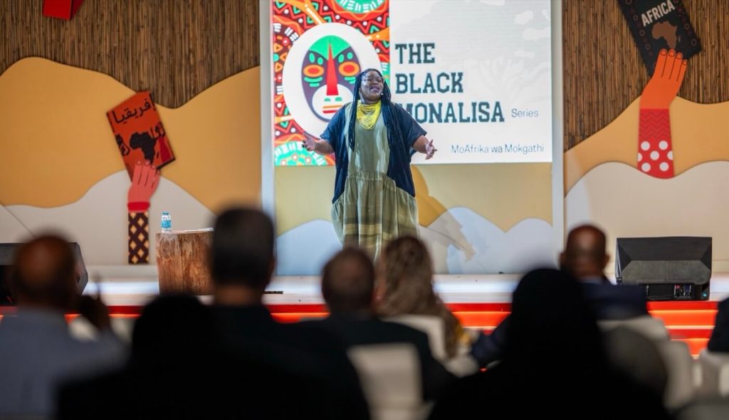 African musical storytelling, cultural exchanges with Arab authors enliven Sharjah LitFest 1 Storytelling Performance MoAfrika wa Mokgathi The Black Mona Lisa series