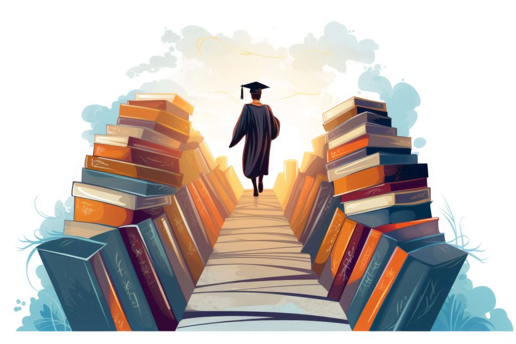 person with books digital art style education daya 1