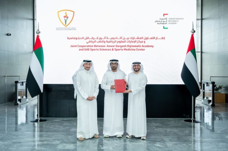 Anwar Gargash Diplomatic Academy to train UAE Athletes, Sports Delegations in Communication Skills Anwar Gargash Diplomatic Academy, UAE Sports Science and Sports Medicine Center sign Memorandum of Cooperation